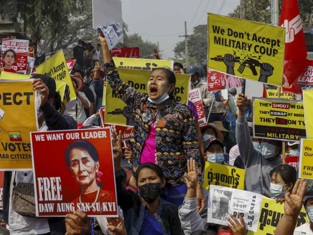 Protest in response to the 2021 Coup | Copyright to The Guardian